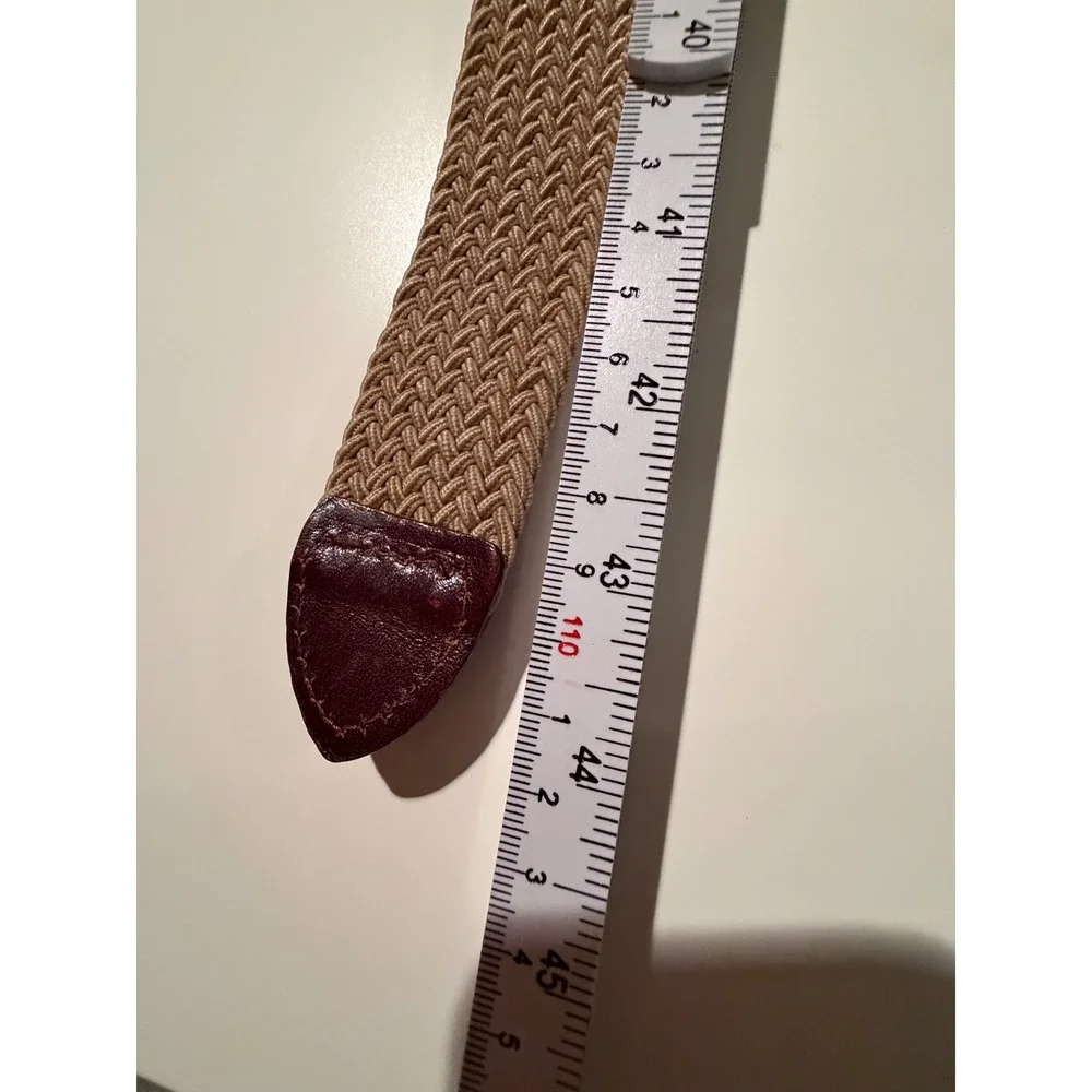 Dockers Mens Braided‎ Stretch Belt Khaki Tan Brown Leather Trim Size 40 11DK0323